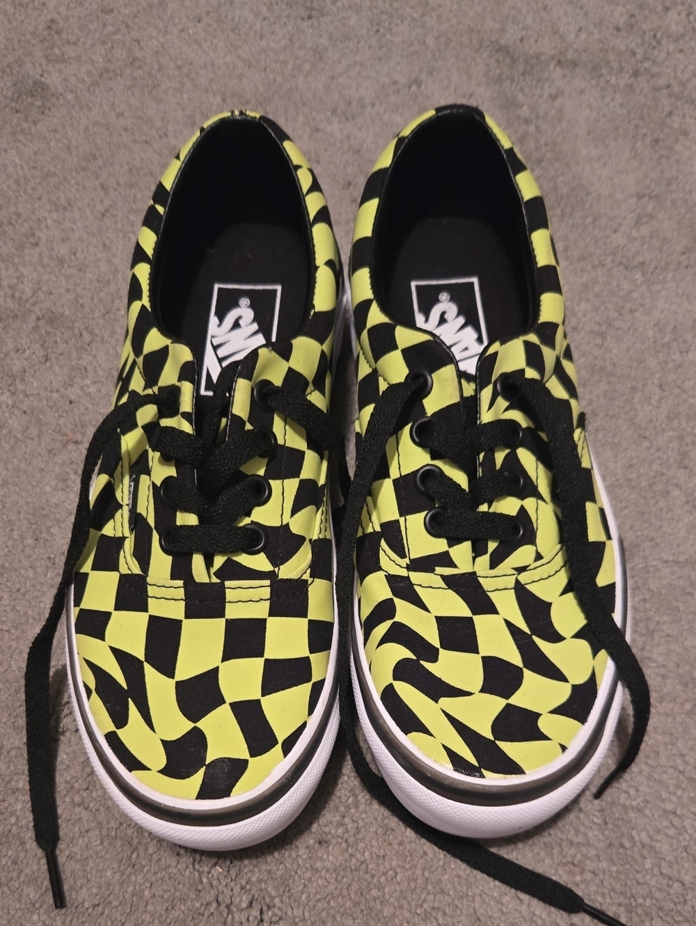 Vans Platform Checkerboard Lace-Up Sneakers - Neon Yellow & Black Swirl